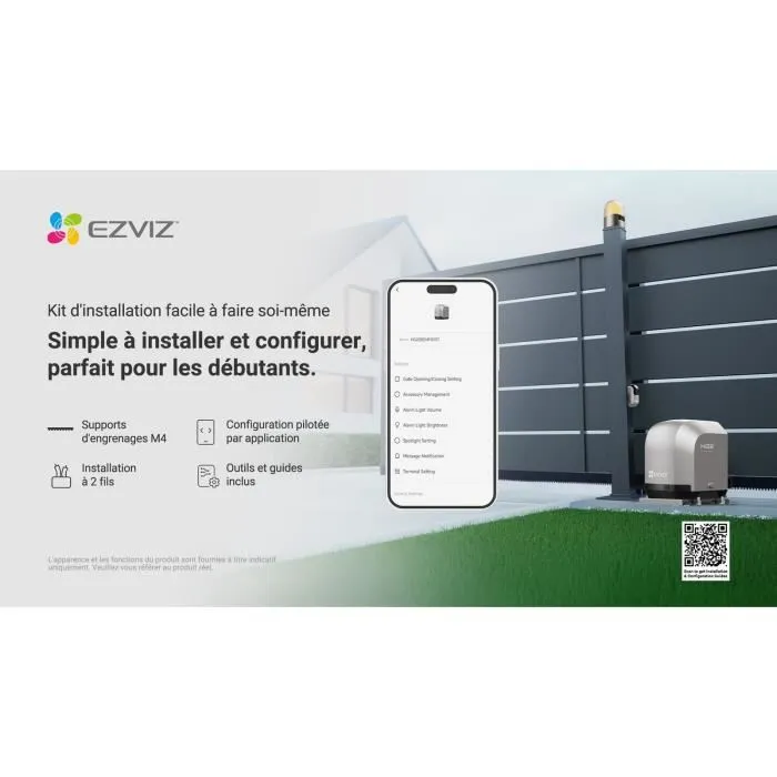 EZVIZ Kit Moteur de Portail Coulissant Connecté HG2 600 Pro - Motorisation jusqu'à 600 kg, Contrôle Smartphone, Sécurité Anti-Écrasement EZVIZ Kit Moteur de Portail Coulissant Connecté HG2 600 Pro - Motorisation jusqu'à 600 kg, Contrôle Smartphone, Sécurité Anti-Écrasement