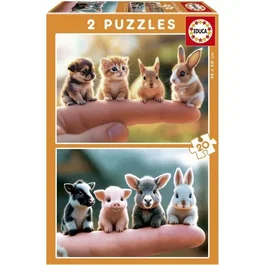 Educa - Puzzle éducatif Bébés Animaux - 2 puzzles de 20 pièces - Dès 2 ans - 28 x 20 cm