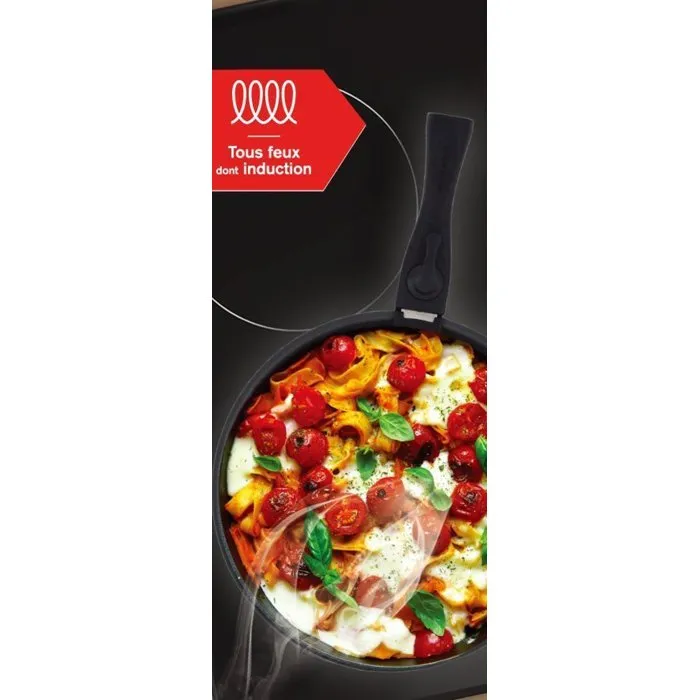 Arthur Martin - AM2977 - Set de 2 poêles anti-adhésif Ø 24 et 28 cm, poignée amovible, compatible tous feux dont induction, gris mat