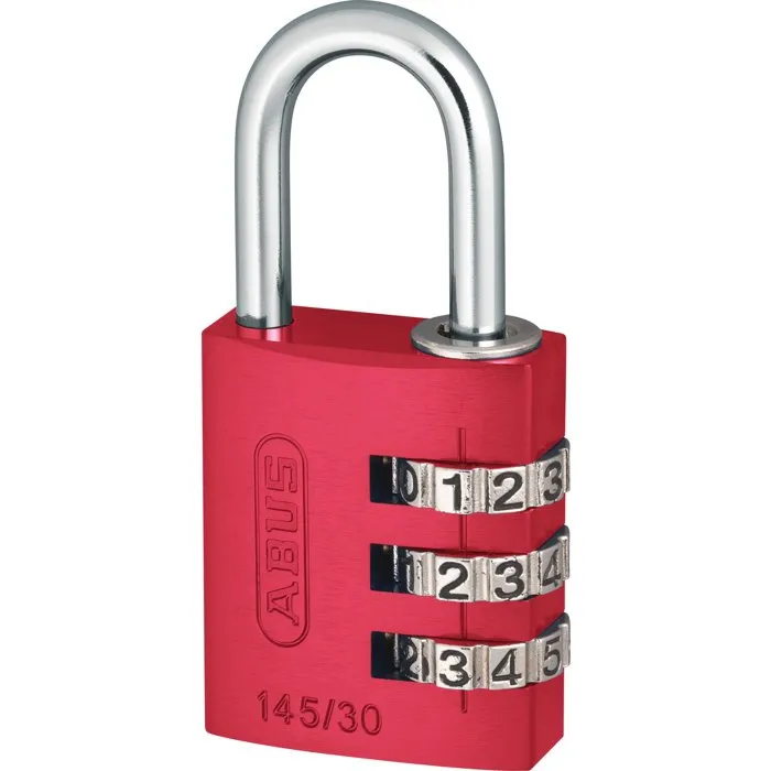 Abus Cadenas à combinaison 145/30, 3 chiffres, Aluminium rouge