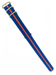 Ene Bracelet de montre textile bleu avec rayures orange 23mm