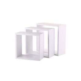 5Five Lot de 3 étagères cube blanches MDF 3 tailles 57x57x45 / 27x27x12 / 30x30x12 cm