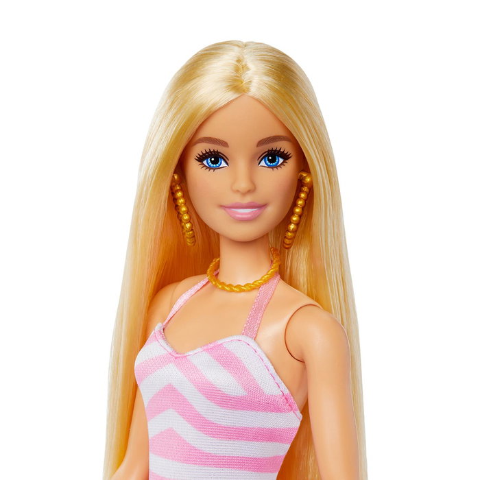 Barbie Beach Day - Poupée blonde en maillot de bain et accessoires de plage