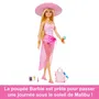 Barbie Poupée Barbie Plage HPL73 - Poupée blonde en maillot de bain rose avec sac et accessoires pour jeu plage