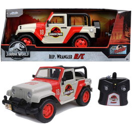 JADA TOYS Jeep Wrangler Jurassic Park - Voiture radiocommandée 1:16 (38,74 cm) - 2,4 GHz, Turbo, Charge USB - Pour +6 ans