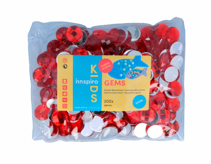 Innspiro Gemmes décoratives acryliques rouges cercle 18mm 200u. approx.
