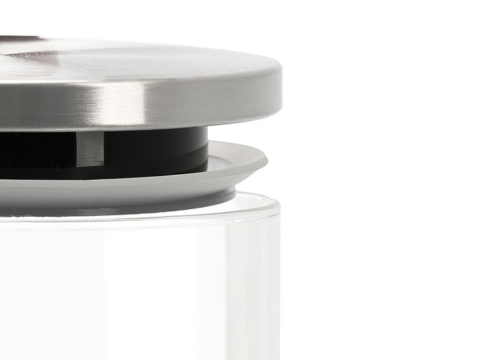 Vivalto Bocal en verre borosilicate 1,4L rond avec couvercle en acier transparent argent 10x21x10cm (Set de 12)