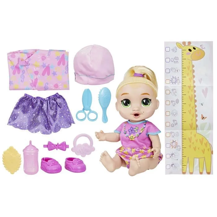 Hasbro Baby Alive Bébé grandit LaLa GooGoo, poupée interactive évolutive avec plus de 75 sons et phrases, accessoires de coiffure et biberon, coffret jouet dès 3 ans
