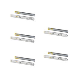 Emuca Lot de 5 jeux de coulisses pour tiroirs, sortie totale, push, fermeture amortie, 600mm