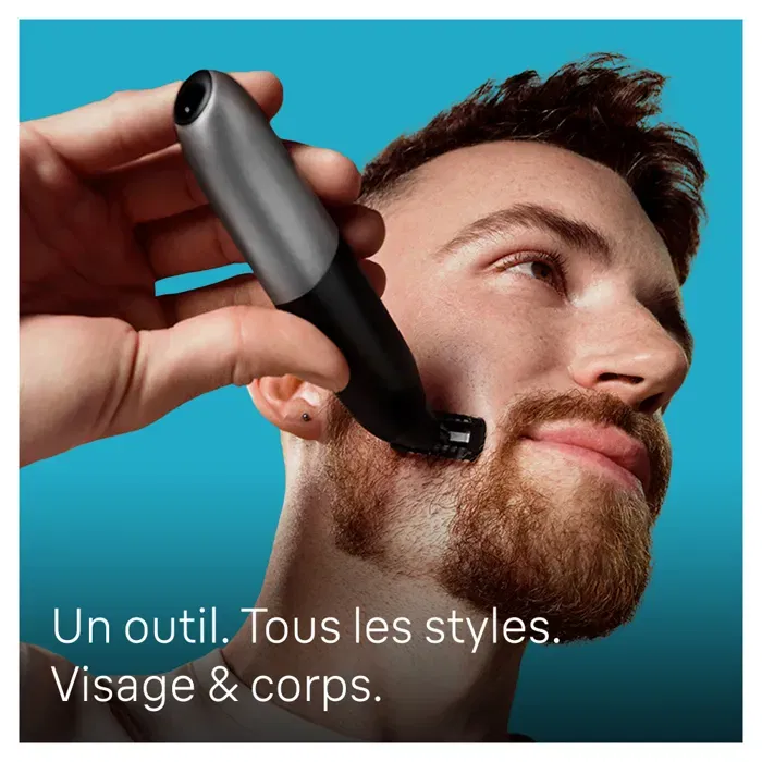 Braun Series X XT5100 Tondeuse et Rasoir Hybride pour Barbe et Corps - 45 Min Autonomie - Étanche - Avec Lame 4D-Flex et 5 Sabots (1 à 5 mm) - Pour un Rasage Rapide et Prècis