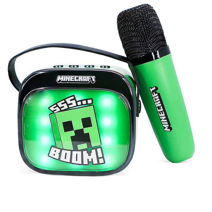 OTL TECHNOLOGIES Altavoz y Micro Karaoke LED Minecraft OTL TECHNOLOGIES Altavoz y Micro Karaoke LED Minecraft