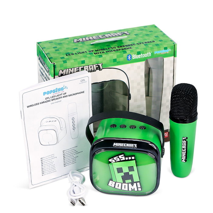 OTL TECHNOLOGIES Altavoz y Micro Karaoke LED Minecraft OTL TECHNOLOGIES Altavoz y Micro Karaoke LED Minecraft