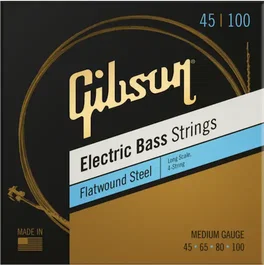 GIBSON Jeu de cordes basse nickel flatwound longue échelle medium 45-100