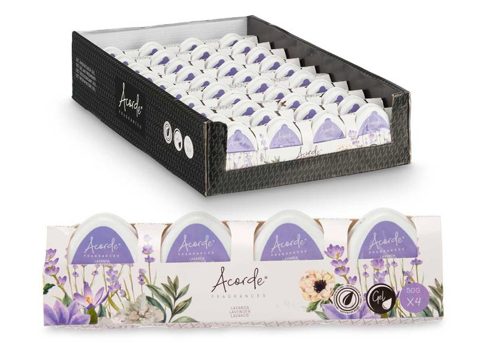 Acorde Lot de 4 désodorisants mini lavande en gel violet 50g 24x7x4 cm (Set de 12)
