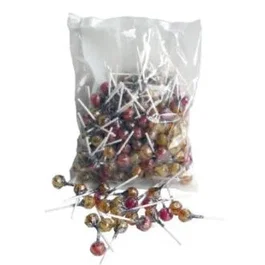 Alternativa 3 - Sucettes Caramel bio avec bâton - 200 unités - Sachet - Saveurs mandarine, citron, cola et fraise - Sans gluten