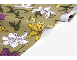 Dailylike Toile en coton olive motif fleurs tissage Oxford 1,50m x 3m