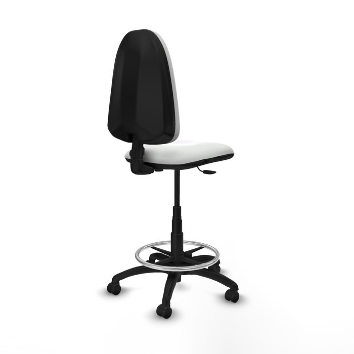 Tabouret Aýna taburete Contact permament de base Tissu Blanc Structure polyamide noire Sans accoudoirs Sans appui-tête Roulettes pour moquette