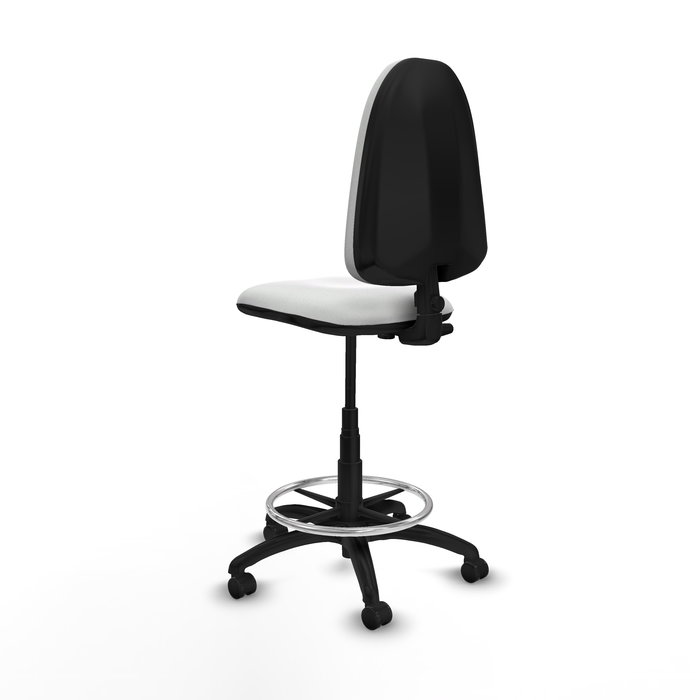 Tabouret Aýna taburete Contact permament de base Tissu Blanc Structure polyamide noire Sans accoudoirs Sans appui-tête Roulettes pour moquette