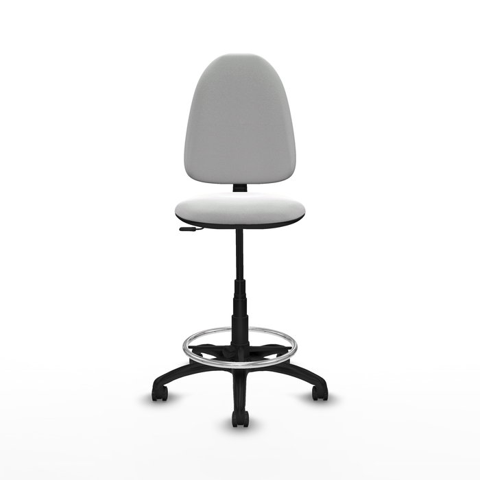 Tabouret Aýna taburete Contact permament de base Tissu Blanc Structure polyamide noire Sans accoudoirs Sans appui-tête Roulettes pour moquette