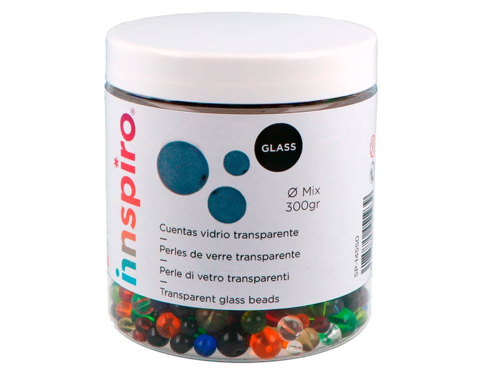 Innspiro Mélange de perles en verre transparentes 4-6-8mm 300g