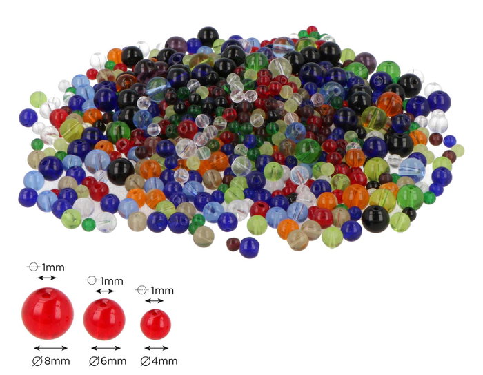 Innspiro Mélange de perles en verre transparentes 4-6-8mm 300g