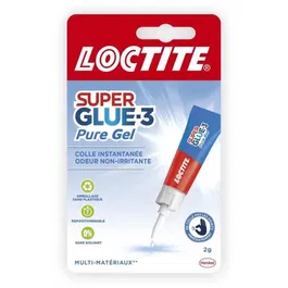 Loctite Super Glue-3 Power Flex Gel - Colle instantanée cyanoacrylate pure gel 2 g, résistante aux chocs et vibrations, application propre