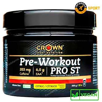 CROWN SPORT NUTRITION Pre Workout PRO ST Citrico 300 g (20 Portions) - Stimulant Pré-Entraînement avec Caféine, BCAA, Citrulline, Certifié Antidopage CROWN SPORT NUTRITION Pre Workout PRO ST Citrico 300 g (20 Portions) - Stimulant Pré-Entraînement avec Caféine, BCAA, Citrulline, Certifié Antidopage