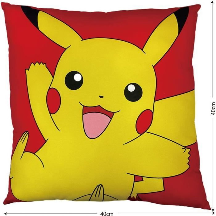 Pokémon Coussin Carré Double Face Pikachu et Carapuce