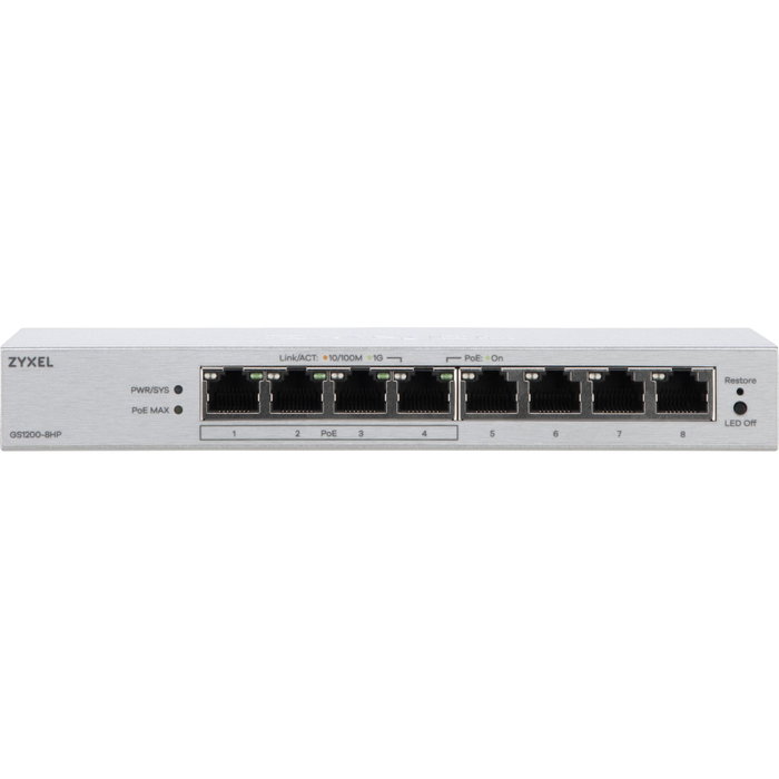 Zyxel GS1200-8HPv3 Switch Gigabit 8 ports (4 PoE+) Zyxel GS1200-8HPv3 Switch Gigabit 8 ports (4 PoE+)