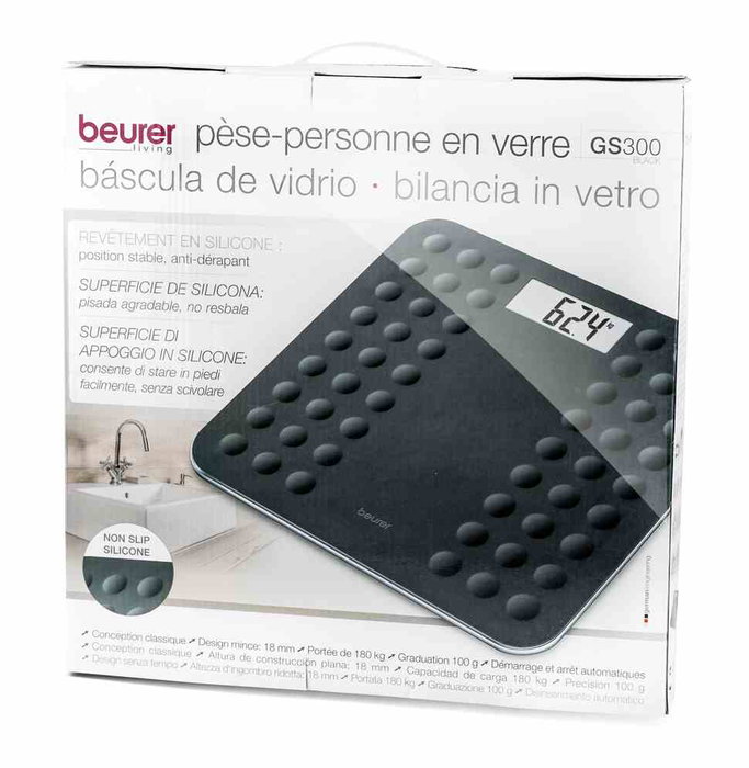 Beurer GS-300 Pèse-personne Digital Antidérapant avec Surface en Caoutchouc - Noir