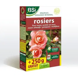 BSI - Engrais Bio Organo-Minéral NPK 5-4-8 + MgO pour Rosiers et Arbustes à Fleurs - Floraison Éclatante, Action Longue - 1 kg (Pour 12.5 m²)