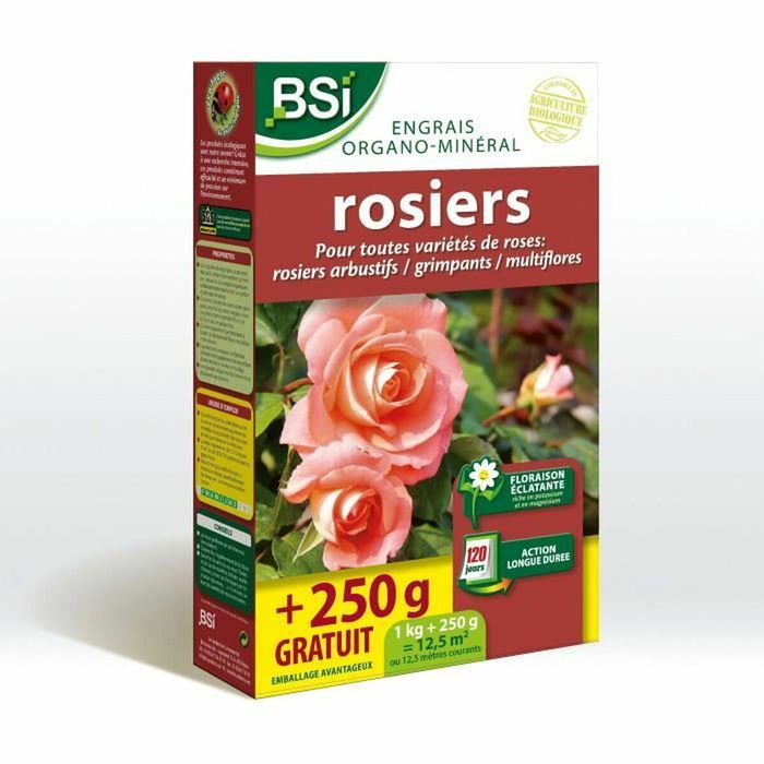 BSI Engrais Bio pour Rosiers et Arbustes à Fleurs - 1kg + 250g gratuit BSI Engrais Bio pour Rosiers et Arbustes à Fleurs - 1kg + 250g gratuit
