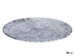 VESSIA Plat plat en porcelaine Azteca Gris, 26cm (lot de 24)