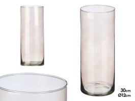 GIFTDECOR Vase Cylindrique en Verre Gris