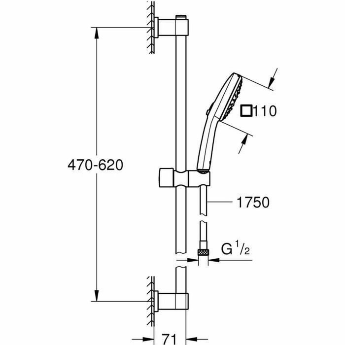 Grohe Vitalio Comfort 110 Ensemble de douche 3 jets chromé Grohe Vitalio Comfort 110 Ensemble de douche 3 jets chromé