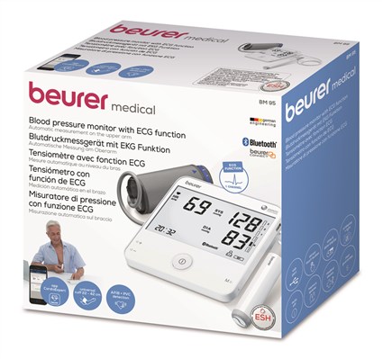 Beurer BM-95 - Tensiomètre brassard connecté Bluetooth avec fonction ECG et mesure de la fréquence cardiaque