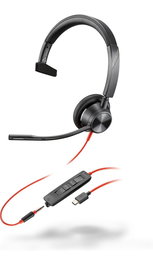 HP Blackwire 3315 - Casque mono USB-C avec prise 3.5mm et adaptateur USB-C/A pour un usage universel