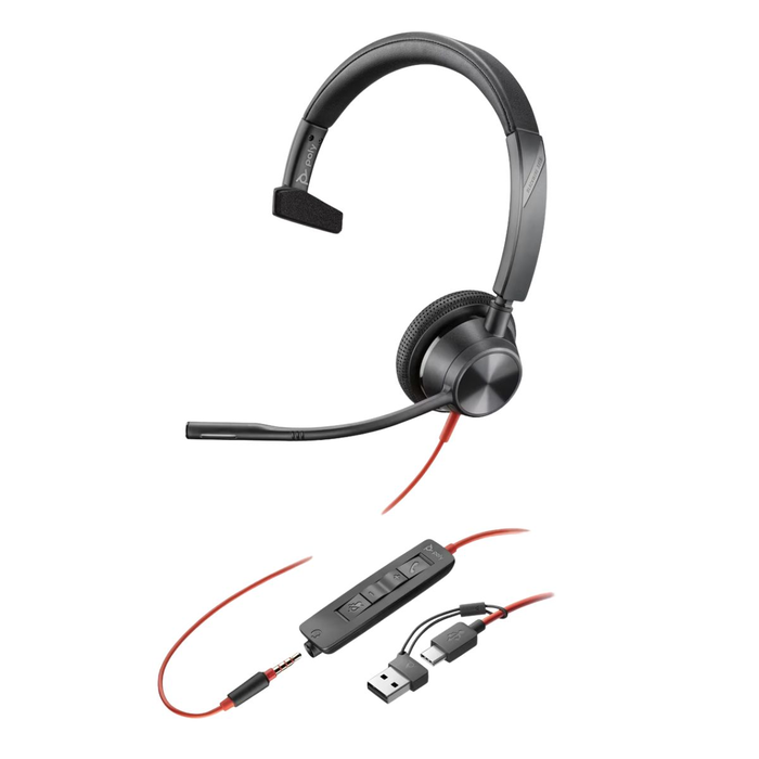 HP Poly Blackwire 3315 Casque Monaural USB-C et Jack 3,5 mm Noir HP Poly Blackwire 3315 Casque Monaural USB-C et Jack 3,5 mm Noir