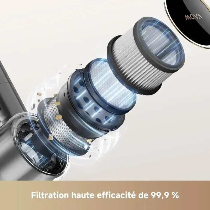 Mova Aspirateur Balai sans Fil S5 Sense - 190 AW, 90 min Autonomie, Brosse OptiInsight Multisurface Anti-Noeuds, Réglage Intelligent, Réservoir 0,6 L, Noir et Or Mova Aspirateur Balai sans Fil S5 Sense - 190 AW, 90 min Autonomie, Brosse OptiInsight Multisurface Anti-Noeuds, Réglage Intelligent, Réservoir 0,6 L, Noir et Or