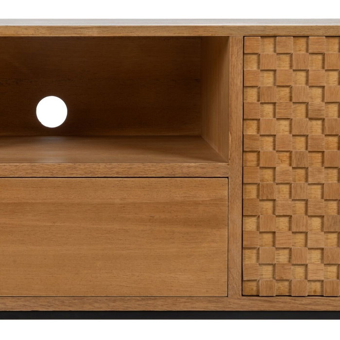 BigBuy Tech Meuble de télévision MARIGNI Noir Naturel 148 x 40 x 60,5 cm BigBuy Tech Meuble de télévision MARIGNI Noir Naturel 148 x 40 x 60,5 cm