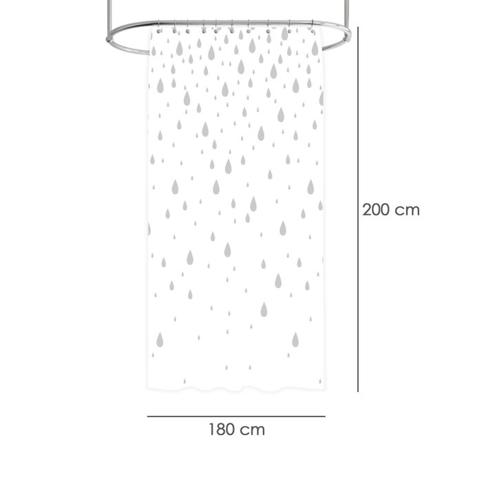 ORYX Rideau de douche imperméable Gris et blanc 180x200 cm