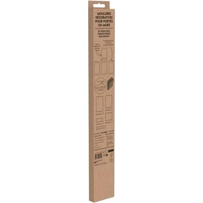 Nordlinger Pro NORDLINGER PRO - Kit de moulures décoratives en bois massif FSC, prédécoupées 45°, pour cadre 20x60cm, section 14mm x 42mm