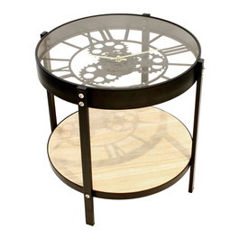 Home Deco Factory Table auxiliaire avec horloge d.40,5 cm