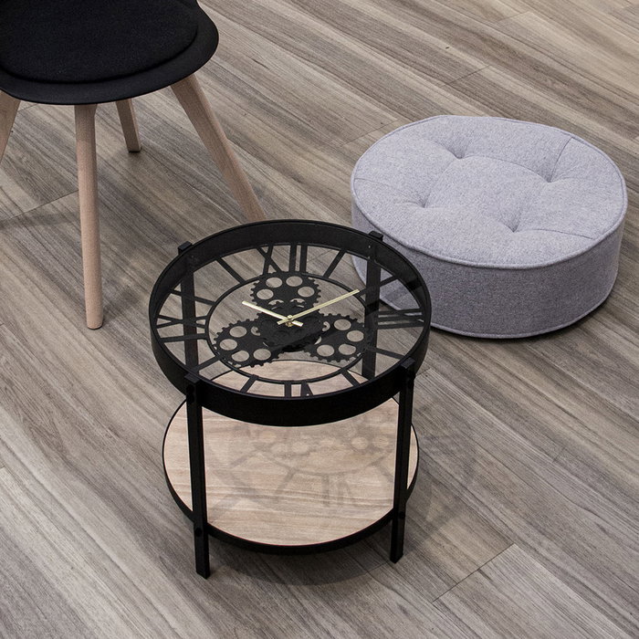 Home Deco Factory Table auxiliaire avec horloge d.40,5 cm