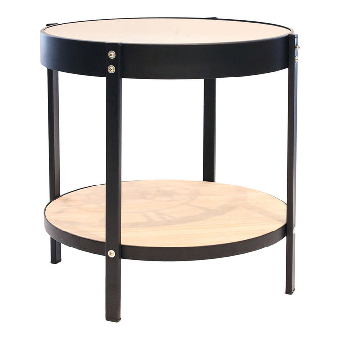 Home Deco Factory Table auxiliaire avec horloge d.40,5 cm