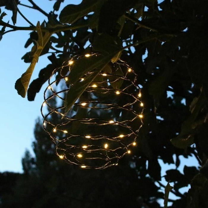 Lumisky Orion - Suspension solaire spirale micro LED blanc chaud - Noir