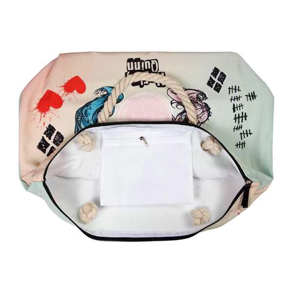 Karactermania Sac de plage Harley Quinn avec compartiment à fermeture éclair - 37 x 52 x 17 cm - Polyester - Beige