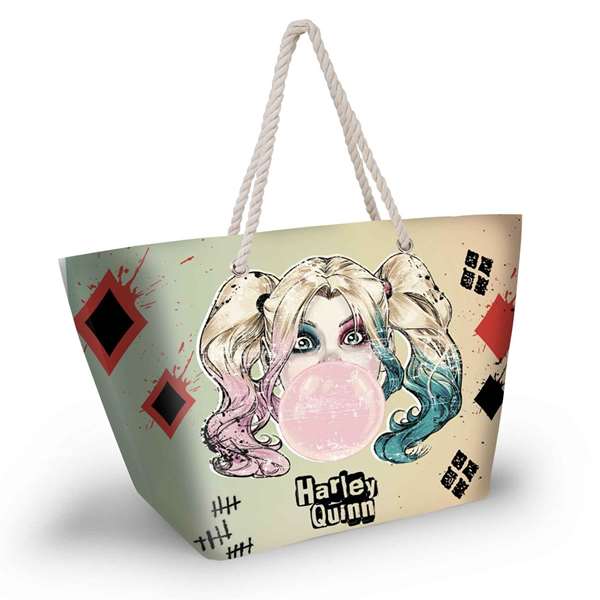 Karactermania Sac de plage Harley Quinn avec compartiment à fermeture éclair - 37 x 52 x 17 cm - Polyester - Beige