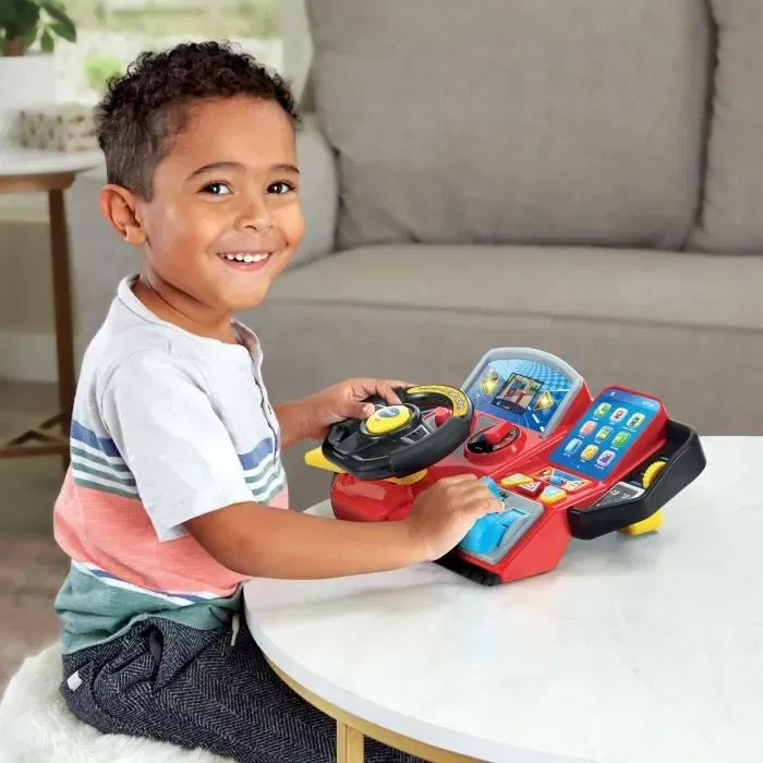 Vtech Simulateur de Conduite Super Console Turbo Pilote - Volant Éducatif avec Écran Couleur et 20 Jeux Inclus - Pour Enfants de 3 à 8 Ans
