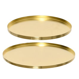KSD Lot de 2 assiettes en fer doré Ø35 x 1,5 cm et Ø30 x 1,5 cm